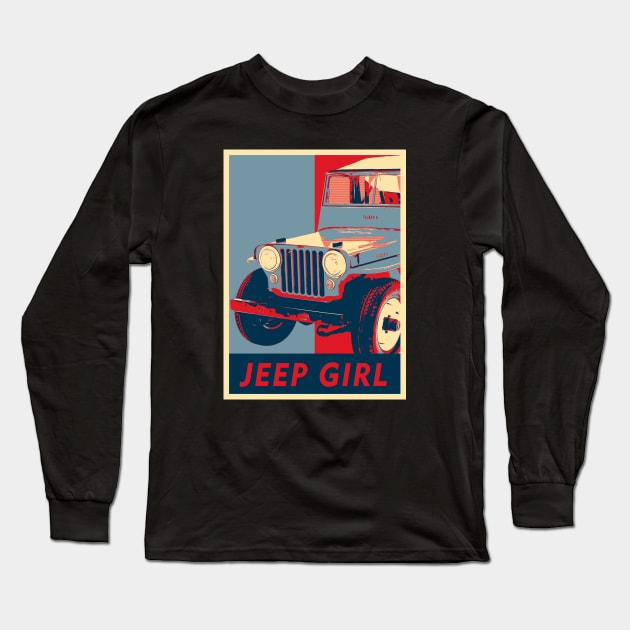 Jeep Girl Long Sleeve T-Shirt by Girladies Artshop